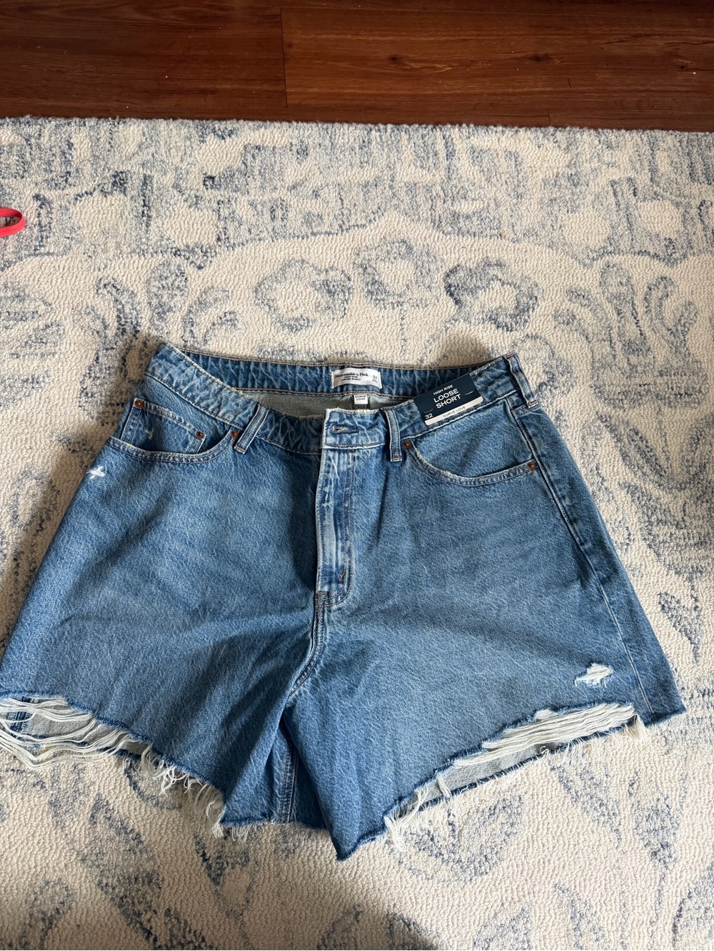 Abercrombie & Fitch Distressed Light Blue Denim Shorts